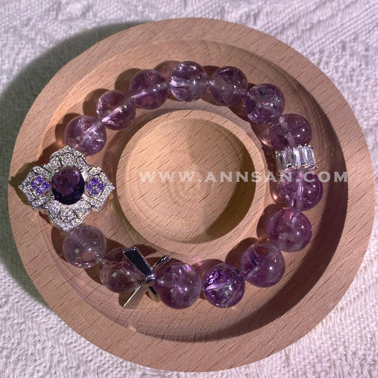 Natural high quality Crystal bracelet for Amethyst, with alloy fittings