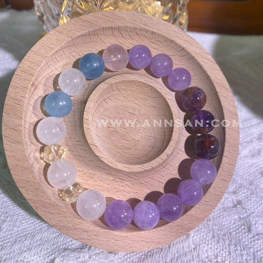 Natural high quality Crystal bracelet for Amethyst, Aquamarine, Clear Quartz and Amethyst Phantom Quartz, with alloy fittings