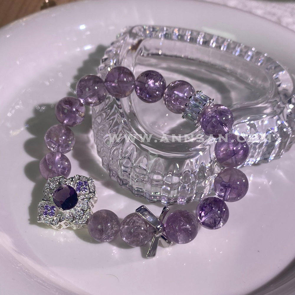 Natural high quality Crystal bracelet for Amethyst, with alloy fittings