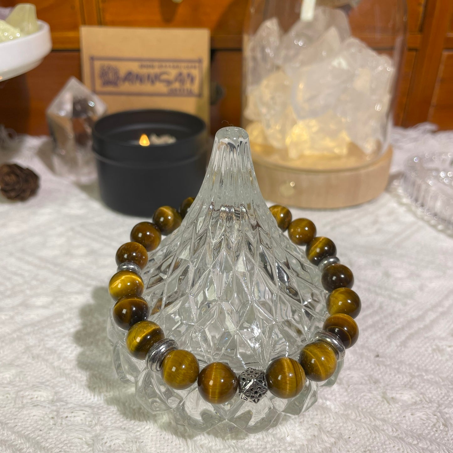 Natural high quality Yellow Tiger's Eye stone bracelet, with S925 silver accessories