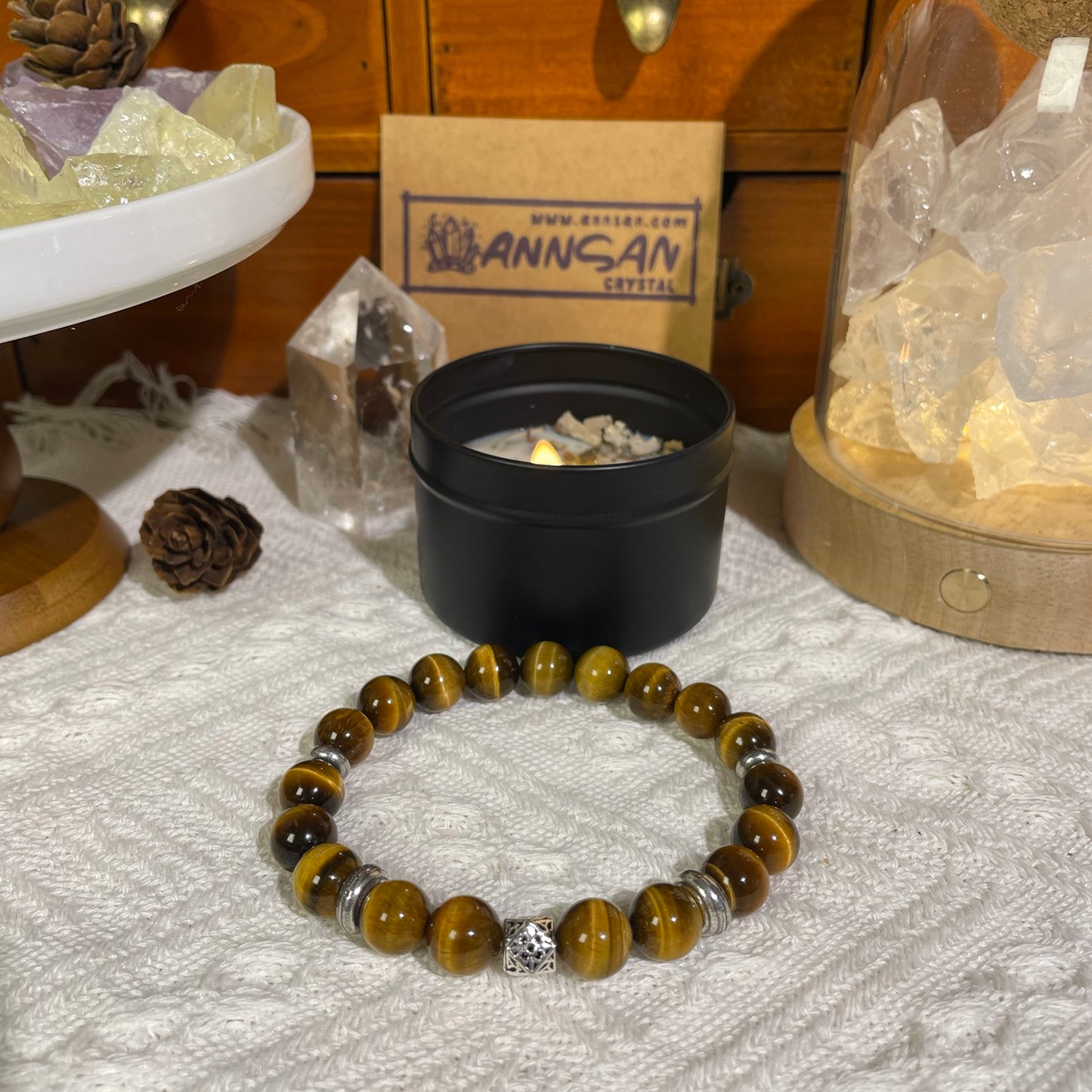 Natural high quality Yellow Tiger's Eye stone bracelet, with S925 silver accessories